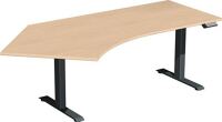 Schreibtisch H630-1280xB2166xT800/1130mm Freiform 135Grad li.Buche/anthrazit