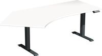 Schreibtisch H630-1280xB2166xT800/1130mm Freiform 135Grad li.weiß/anthrazit