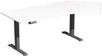 Schreibtisch H630-1280xB2166xT800/1130mm Freiform 135Grad re.weiß/anthrazit