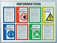 Magnetwand B1090xH790mm weiß m.Aufschrift INFORMATION m.8 Klappr.DIN A4 WSM