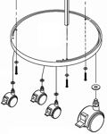 Rollensatz 4 Zwillings-Lenkrollen f.Vitrine H.1800mm
