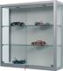 Wandvitrine H1000xB1000xT300mm Schiebetür NV-Beleuchtung Alu-silberfarbig WSM