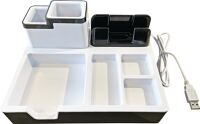 Schreibtischorganizer, NW-Nr.: 9000493410 TWIN DESK ORGANIZER, B216xT210xH95mm Ku.schwarz/weiß  