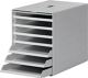 Schubladenbox 7 Schubl.m.versenkbarer Frontklappe grau H322xB250xT365mm DURABLE