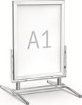 Kundenstopper Alu/Stahl silberf.2xDIN A1 f.gesch.Aussenbereich eloxiert/verz.WSM