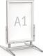 Kundenstopper Alu/Stahl silberf.2xDIN A1 f.gesch.Aussenbereich eloxiert/verz.WSM