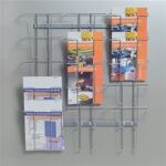 Prospekthalter 15 Fächer, NW-Nr.: 9000493601 DIN A4 f.Wandbefestigung, H780xB710xT75mm Draht silber  