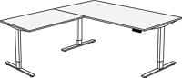 Schreibtisch M-ove H720-1200xB1800xT1800mm weiß m.Anbautisch elektr.höhenv.