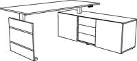 Schreibtisch M-ove H720-1200xB1800xT800mm weiß m.Sideboard elektr.höhenv.