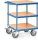 Tischwagen 2416 3 Ladeflächen L600xB600mm blau Trgf.500kg FETRA