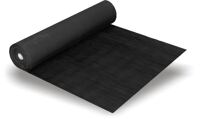 Gummi-Feinriefenmatte schwarz, 3 mm stark 1200 mm breit, 10 m/Ro., Rückseite stoffgemustert mit Gewebeeinlage  