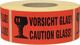 Hinweisetikett Vorsicht, NW-Nr.: 3000265571 Glas L.145 mm,B.70mm rot, 1000 St./Rolle TRANSPAK
