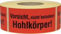 Hinweisetikett Vorsicht, NW-Nr.: 3000265572 n.belasten L.145, mm,B.70mm rot 1000 St./Rolle TRANSPAK  