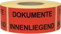 Hinweisetikett Dokumente, NW-Nr.: 3000265576 inliegend L.145 mm,B.70mm, rot 1000 St./Rolle   