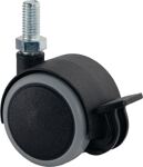 Kunststoffdoppelrolle m.Festst.D.50mm Trgf.50kg M8 Ku.grau