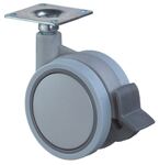 Kunststoffdoppelrolle m.Festst.D.75mm Trgf.50kg m.Platte Ku.silbergrau BS ROLLEN