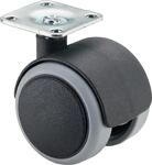 Kunststoffdoppelrolle D.40mm Trgf.30kg m.Platte PA BS ROLLEN