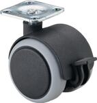 Kunststoffdoppelrolle m.Festst.D.40mm Trgf.30kg m.Platte Ku.BS ROLLEN