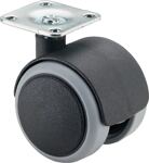 Kunststoffdoppelrolle D.50mm Trgf.50kg m.Platte PA BS ROLLEN