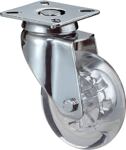 Lenkrolle D.100mm Tragkraft 50kg Kunststoffrad transparent Platte 60x60mm