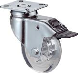 Lenkrolle m.Festst.D.75mm Trgf.50kg m.Platte Gleitlager Ku.transp.BS ROLLEN