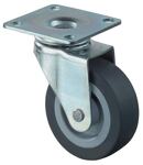 Lenkrolle D.50mm Trgf.40kg m.Platte Gum.grau