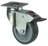 Lenkrolle m.Totalfeststeller D.75mm Trgf.50kg Vollgummirad blaugrau