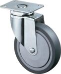 Lenkrolle D.125mm Trgf.100kg m.Platte Gum.grau BS ROLLEN