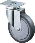 Lenkrolle D.150mm Trgf.100kg m.Platte Gum.grau BS ROLLEN