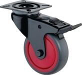 Lenkrolle m.Festst.D.50mm Trgf.50kg m.Platte m.Festst.Gum.grau BS ROLLEN