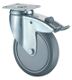 Lenkrolle m.Festst.D.100mm Trgf.80kg m.Platte Kugell.Gum.grau BS ROLLEN
