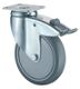 Lenkrolle m.Festst.D.150mm Trgf.100kg m.Platte Kugell.Gum.grau BS ROLLEN