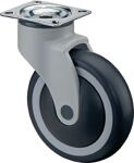 Kunststoffrolle D.100mm Trgf.100kg m.Platte Gum.grau