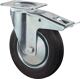 Lenkrolle D.160mm, NW-Nr.: 3000275323 Trgf.135 kg m.Feststeller, Gum.Platte L135xB110mm Vollgummireifen schwarz, Platte 135x110mm