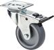 Lenkrolle m.Festst.D.100mm Trgf.70kg m.Platte Gleitlager Gum.grau