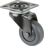 Lenkrolle D.50mm Trgf.50kg m.Platte Kugell.Gum.schwarz BS ROLLEN