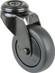 Lenkrolle D.75mm Trgf.60kg m.Rückenloch Radkörper Ku.Kugell.Gum.schwarz BS ROLLE