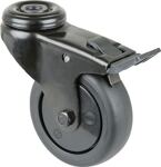 Lenkrolle m.Festst.D.75mm Trgf.60kg Rückenloch 10,2 m.Festst.Gum.schwarz BS ROLL