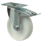 Lenkrolle D.100mm, NW-Nr.: 3000275411 Trgf.125 kg m.Feststeller, Ku.Platte L104xB80mm weiß Platte 104x80mm  