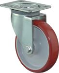 Lenkrolle D.200mm Trgf.300kg PU Platte L135xB110mm Farbe Rl.rot BS ROLLEN