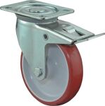 Lenkrolle D.80mm Trgf.125kg m.Festst.PU 104x80mm rot BS ROLLEN
