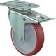 Lenkrolle D.100mm Trgf.125kg m.Festst.PU 104x80mm rot BS ROLLEN