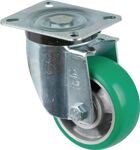 Lenkrolle D.100mm Trgf.200kg Lenkrollen PU Platte L105xB85mm Farbe Rl.grün
