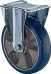 Bockrolle D.200mm Trgf.300kg Bockrollen PU Platte L138xB109mm Farbe Rl.blau
