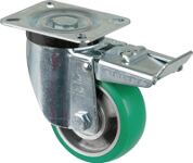 Lenkrolle D.100mm Trgf.200kg m.Festst.PU 105x85mm grün BS ROLLEN