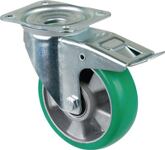 Lenkrolle D.160mm Trgf.300kg m.Festst.PU 138x109mm grün BS ROLLEN