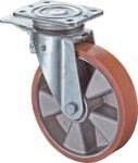 Lenkrolle m.Festst.D.125mm Trgf.300kg m.Platte Kugell.Guß-PUR BS ROLLEN