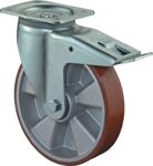 Schwerlastlenkrolle D.150mm Trgf.550kg m.Festst.Guß-PU 135mm 110mm BS ROLLEN