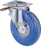 Lenkrolle m.Festst.D.260mm Trgf.160kg m.Platte Rollenlager Gum.blau BS ROLLEN