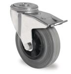 Lenkrolle m.Festst.D.200mm Trgf.205kg m.Rückenloch Rollenlager VG grau PROMAT